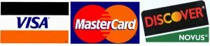 Image of Visa, Mastercard and Discover credit card logos