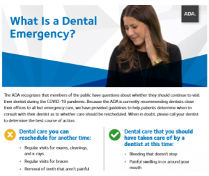 Image of Dental Emergency PDF from the ADA